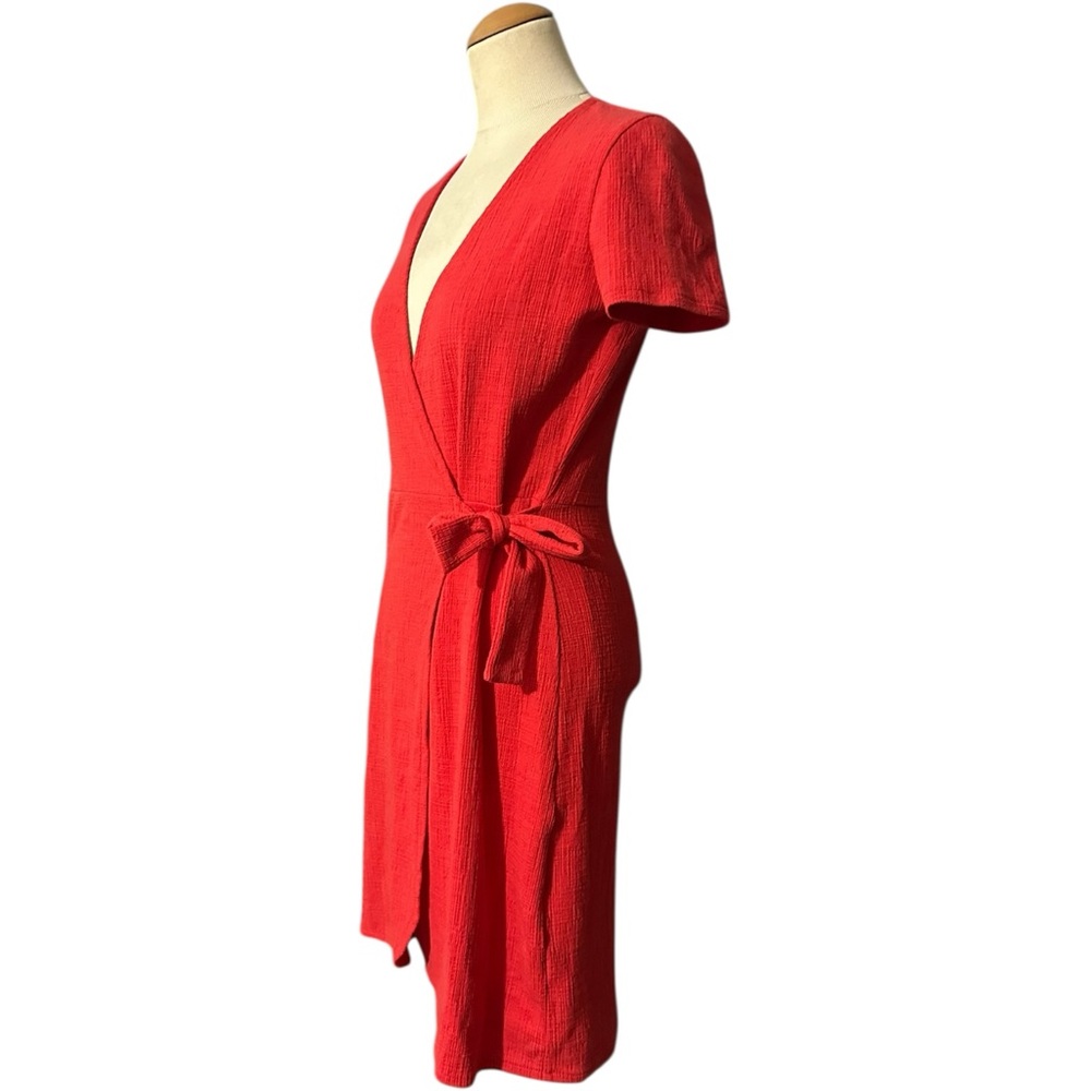 J.Crew Factory Faux Wrap Dress Red XXS - Picture 3 of 6